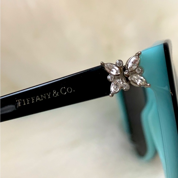 TIFFANY & CO. AUTHENTIC SUNGLASSES 4089B CAT EYE SHAPE CRYSTAL BUTTERFLY ACCENT - Picture 2 of 11